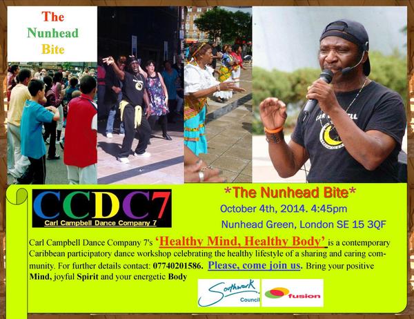 CCDC7's tweet photo. Oct 4th/CCDC7's'Healthy Mind&amp;Body'/contemporaryCaribbean danceWorkshop/The Nunhead Bite/Nunhead Green, LondonSE15 3QF http://t.co/8qCSqpVXJ8