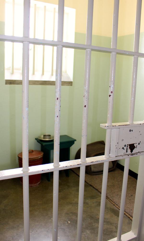 KissingATW's tweet photo. Nelson #Mandela spent most of his 18 years on #RobbenIsland in this cell. http://t.co/nCst5llzJs