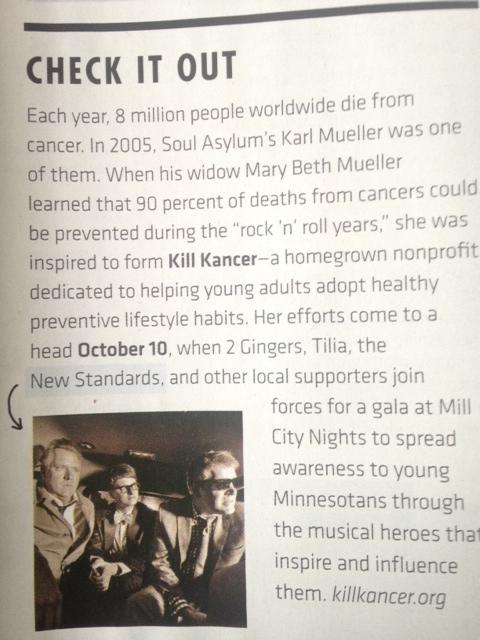 Stoked to see <a href="/KillKancer/">Kill Kancer</a> 10/10 #killersoiree mentioned in Oct. <a href="/mspmag/">Mpls.St.Paul Magazine</a>.
Great cause, fantastic lineup of talent.