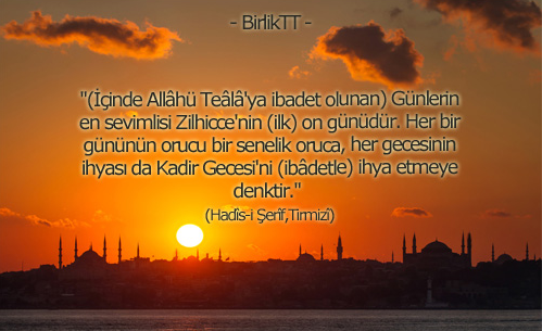 İçinde Allahû Tealâ'ya ibadet edilen günlerin en sevimlisi...