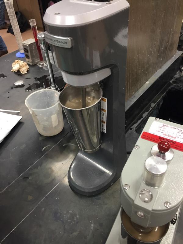 TAMU_SPE's tweet photo. The Petroleum engineering 225 classes are making mud milkshakes in lane this week! Thanks @courtswalk for the picture http://t.co/TK5GMxdo10