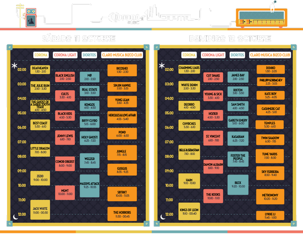 Depa301's tweet photo. Conozcan los horarios oficiales para el #CoronaCapital14 ¡Prevengan sus tiempos! http://t.co/ZNg360wFvE