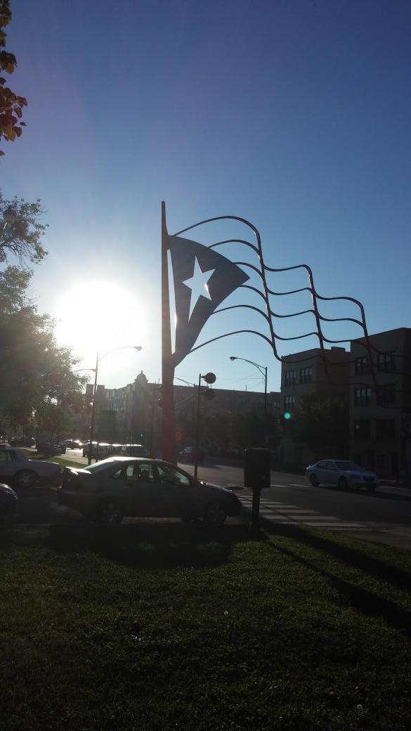 3 mile rt from division blue line to ukrainian village flag by humbolt park yesterday