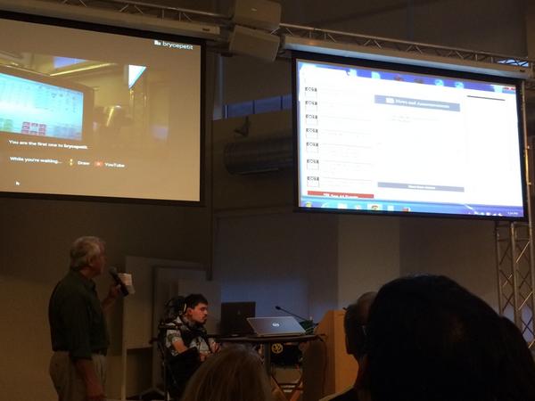 brad_frost's tweet photo. A user with cerebral palsy is demonstrating how he can't get to carousel items fast enough before it advances. http://t.co/ZZgozEHPkT