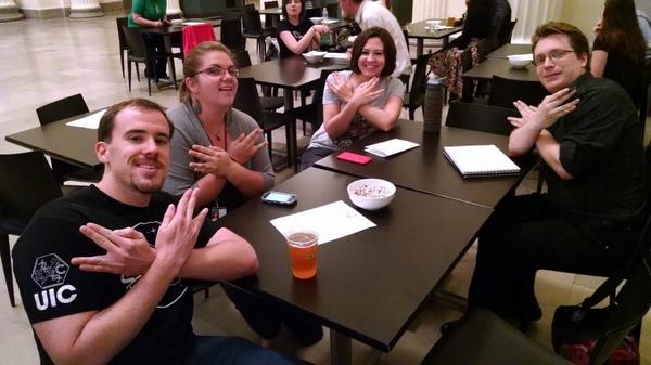 ChiNerds's tweet photo. Team ChiNerds, is ready for #questionclub trivia! @FieldMuseum @Ehmee @fieldguidetom http://t.co/r104TUeSMu