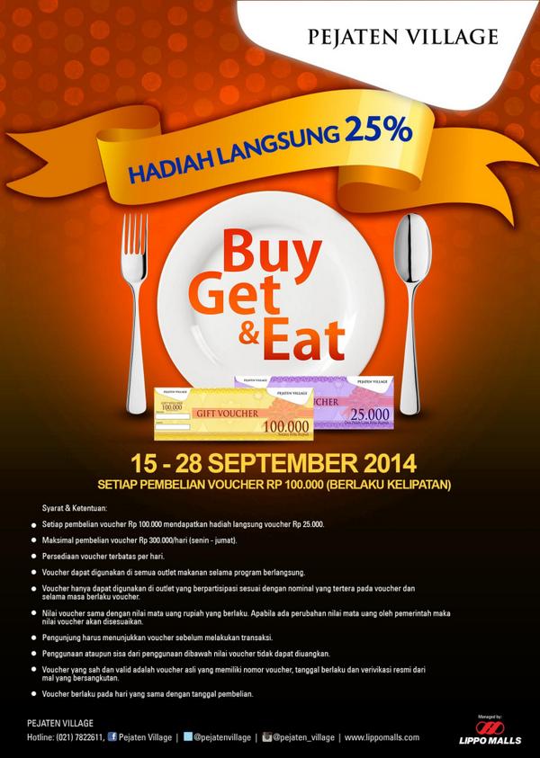 Morning Penvillers,
yuk tinggal 2 hari lagi nih
BUY GET &amp; EAT 
beli voucher 100rb dapat 125rb langsung*