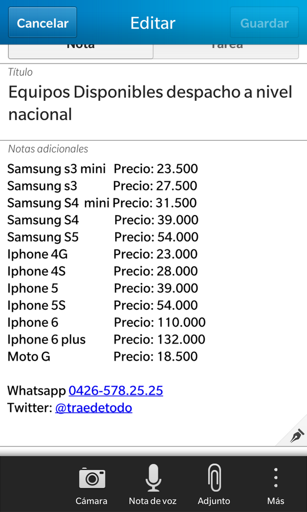 traedetodo's tweet photo. @AquiVENDO El celular que buscas te lo tenemos con despachó a nivel nacional. Los mejores precios en equipos nuevos http://t.co/sSIcHIRiTl