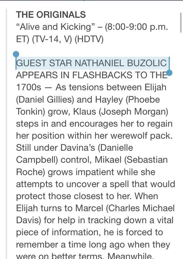 StassiDaSenpai's tweet photo. : Saw this & I honestly stopped reading after I saw Nate's name. That's all I needed to see. #TheOriginals #KolBack : http://t.co/htxSxJFx2R