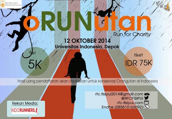 RaceYourVoice's tweet photo. Acara #oRUNutan #RFCFISIPUI ini didukung oleh rekan komunitas  lari @IndoRunners :) #SelamatkanOrangutanSekarang http://t.co/0bcqUxRSeW