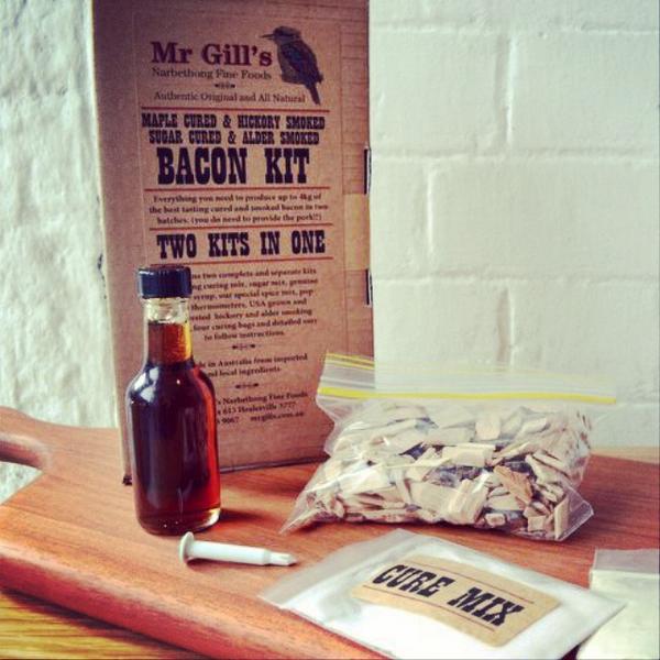 Mr. Gill's #diy #allnatural #baconkit contains 2 kits in 1. You can make up to 4kg of #maplecured #hickorysmoked ...