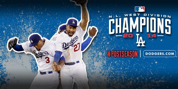 Dodgers's tweet image. It's a final! Your NL West champion #Dodgers 9, Giants 1. #LiveBreatheOctober