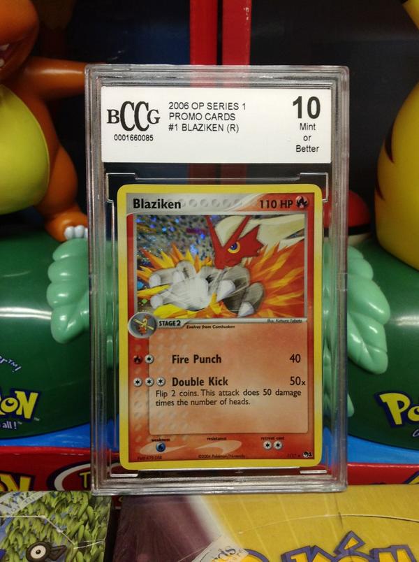 Pokecrate's tweet photo. Follow and retweet for a chance to win this graded 10 GEM MINT Blaziken promo. Ends 10/3 http://t.co/t5r9275NUR