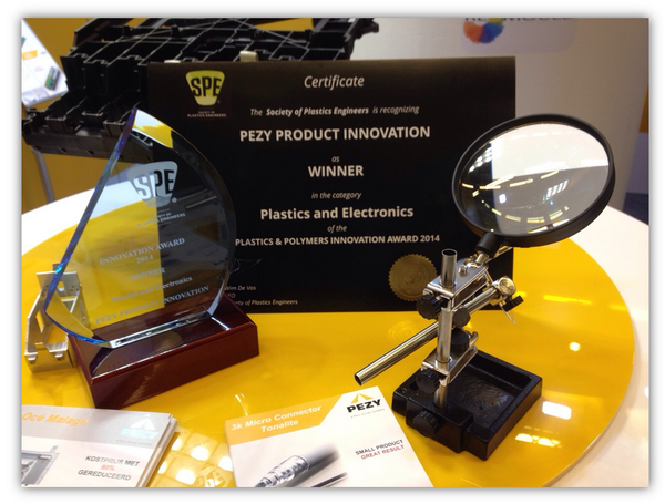 PezyPI's tweet photo. Due to its outstanding design, the 3k Mikroconnector has been rewarded with a Plastics &amp; Polymers Innovation Award! http://t.co/PjFsAfnpjB