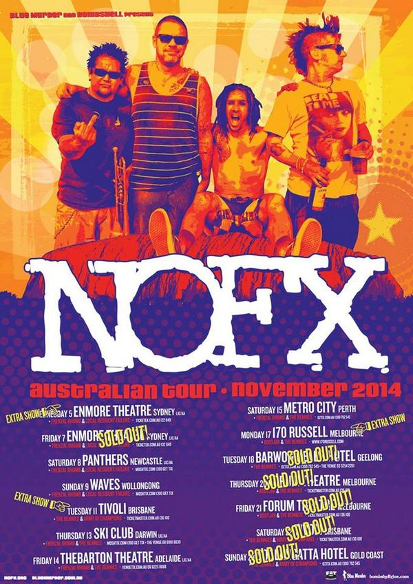 NOFXのオーストラリアツアーをベニーズがサポート！！