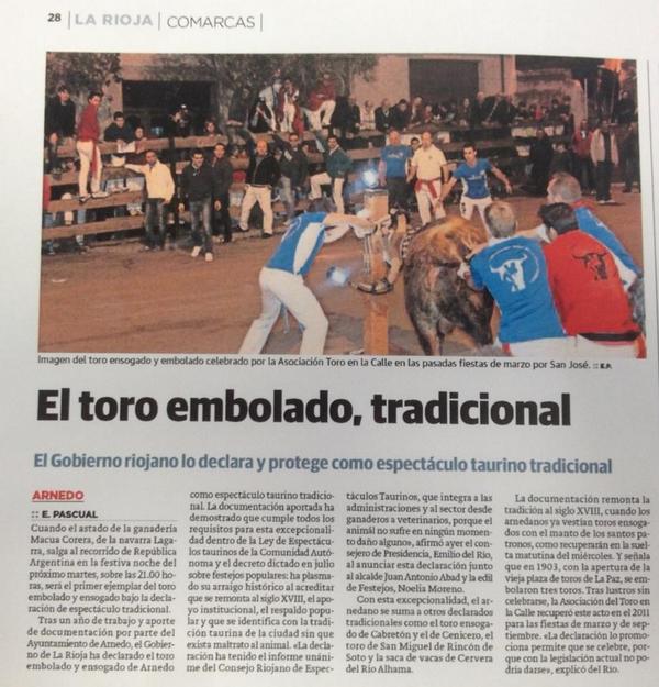 El toro embolado de Arnedo pasa a ser tradicional! No podrán con nosotros! #SiALosToros #ProhibidoProhibir