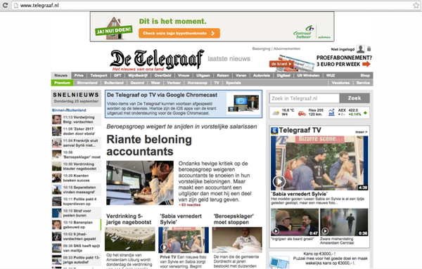 Front page news <a href="/telegraaf/">De Telegraaf</a> with our update, introducing Chromecast and a fresh iPhone version! bit.ly/1BajhP0