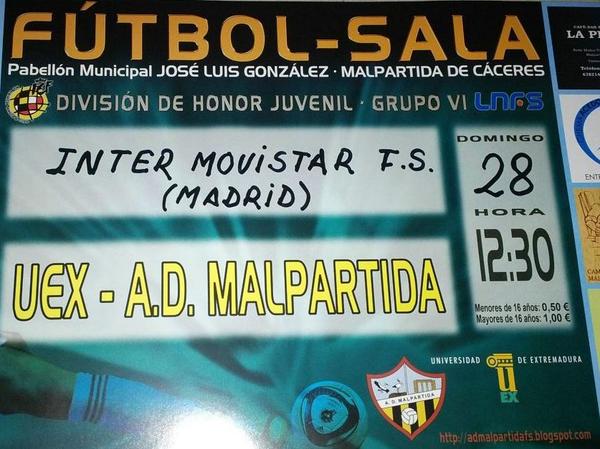 ¡El juvenil de <a href="/InterMovistar/">Movistar Inter FS</a> nos visita este domingo a las 12.30h en el Pab. de Malpartida! #MejorSumaDos #GoUEx