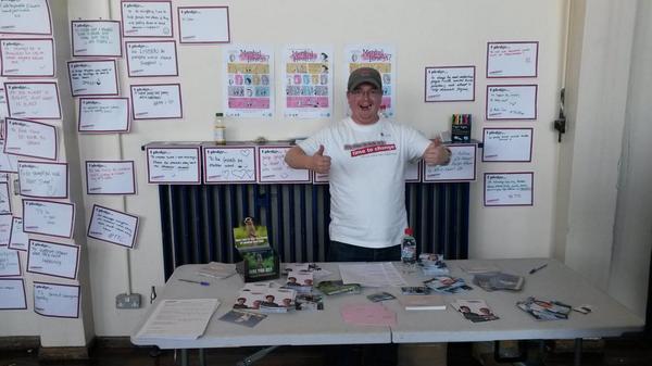 TimetoChange's tweet photo. Here's rob sharing some of our materials at #ttcvillage. Rob has been reminding people to #maketime for friends http://t.co/4lxt44gGIW