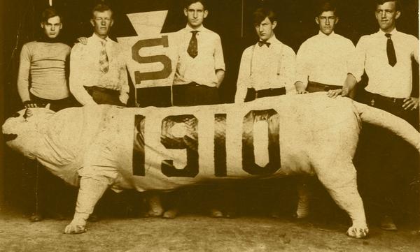 #TBT From 1910, an early interpretation of the Nittany Lion in paper mache (University Archives