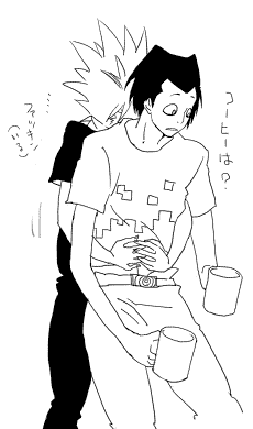 葉柱さんはおうちでは、だいたいこうやってヒル魔さんを後ろにくっつけて歩いています。 
