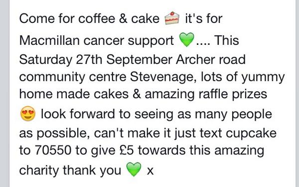 MacMillan Coffee Morning 💚🍰 xx