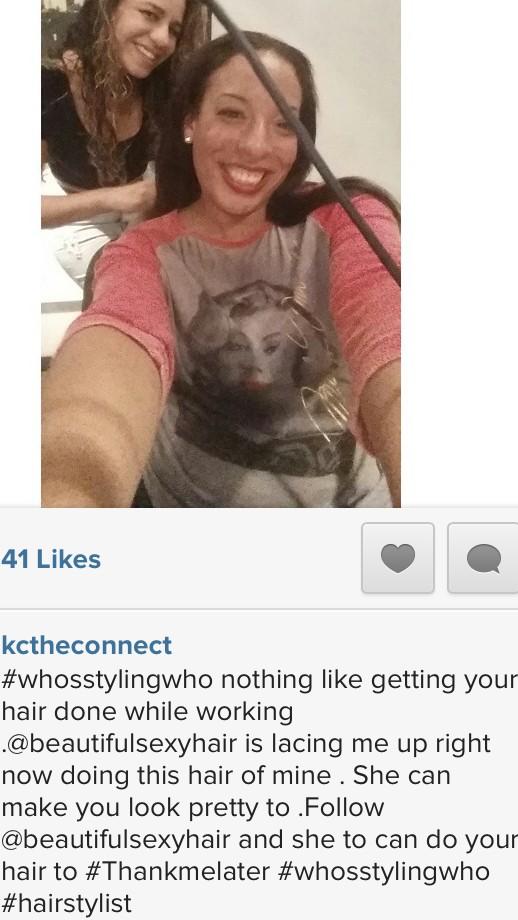 WhoStylingWhoKc's tweet photo. #Recapof last night show @KcTheConnect &amp; #hairstylist @beautifulsexyhair before #WhosStylingWho segment http://t.co/c4lQ0GIEYd