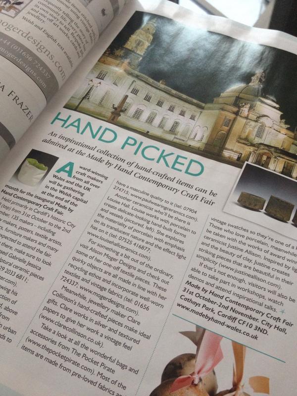 hannahborder's tweet image. Details on the @madebyhandwales fair in #cardiff can be found in our October issue of #welshcoastallife @LouiseEHall