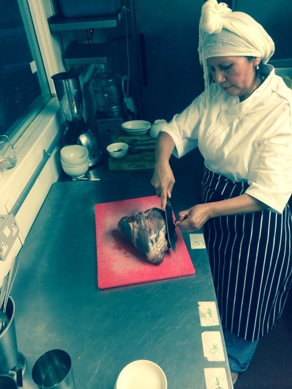 MonikersHSQ's tweet photo. Getting to the heart of the matter...@ChichaKitchen preparing for tomorrow's @TalkPeaceFest here. Food looks amazing http://t.co/5KbY9IQsdD