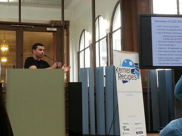 ChrisBlaess's tweet photo. "Linux Security Modules" Samir Bellabes at #kr2014 http://t.co/qYC8783D0X