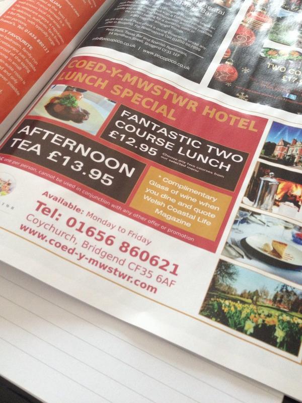 hannahborder's tweet image. New #welshcoastallife has details on lunch @CoedyMwstwr Quote: Welsh Coastal Life Magazine for a treat! #bridgend