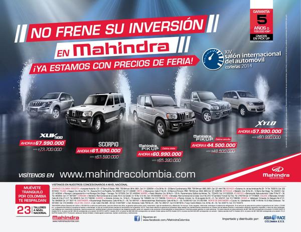 MahindraCol's tweet photo. Acércate a nuestros concesionarios y disfruta de excelentes beneficios!! http://t.co/jyUKrlkWTM http://t.co/BANhZUfxJi