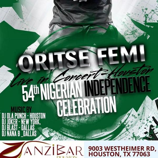 3rd of October in Houston 4th of October Live in Dallas with Oritse Femi....go get ur tickets