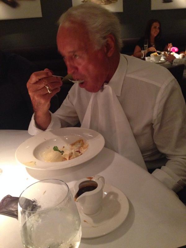 MarkWright_'s tweet photo. Even though he wears a hanky for dinner, this man here is my ultimate HERO !! Grandad Eddie. The ultimate man !! http://t.co/cHpzv5Tw7o