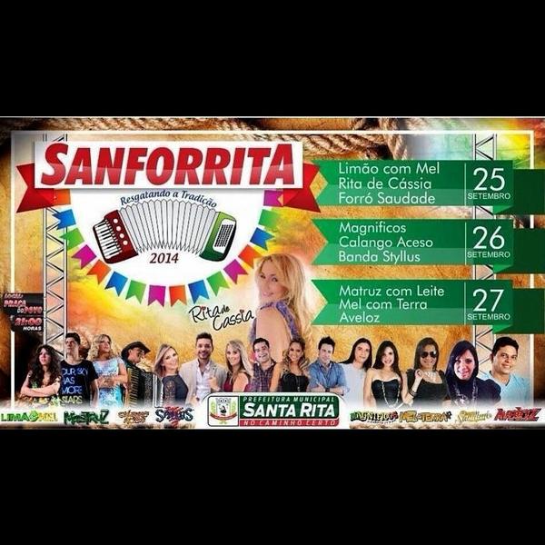 Hoje tem <a href="/forrosaudade/">Forró Saudade</a> no Sanforrita na cidade de Santa Rita. Junto com <a href="/euritadecassia/">RITA DE CÁSSIA</a> e Limão com Mel! #OwSaudade