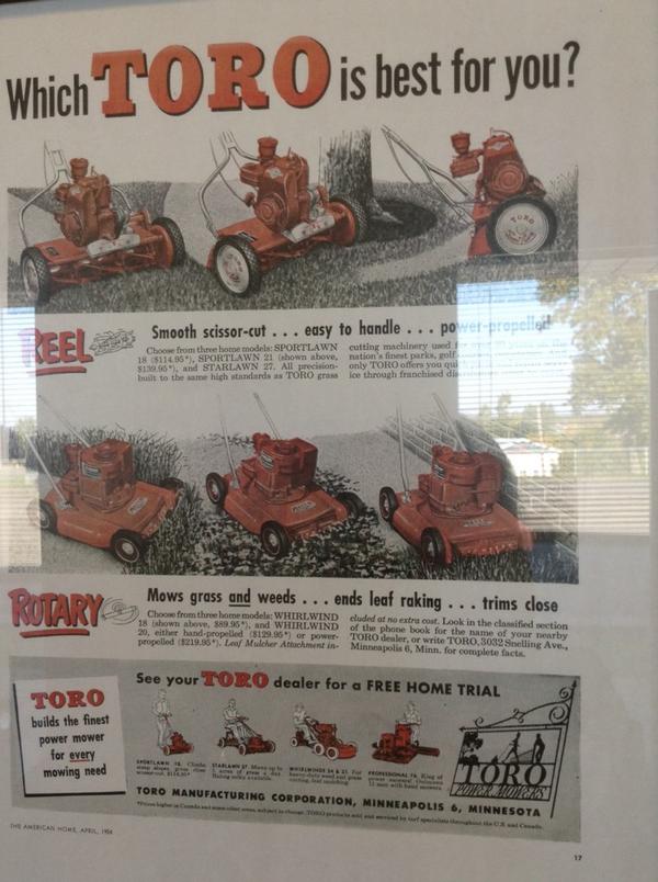 #tbt <a href="/TheToroCompany/">Toro</a> a 1954 toro advertisement!
