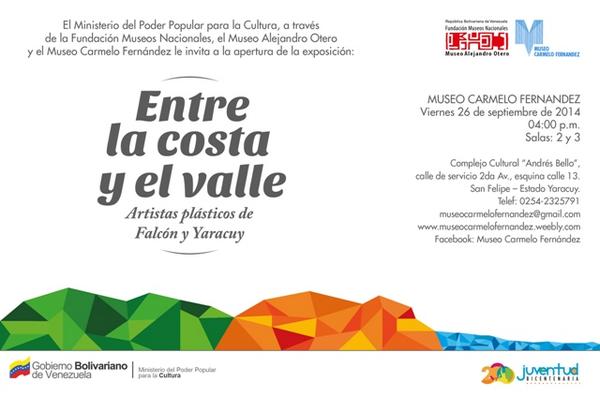 ICEYaracuy's tweet photo. @FcnmJose Vier26/09 Apertura: “Entre la costa y el Valle” Con Artistas de #Falcón y #Yaracuy Museo C. Fernández http://t.co/vLmMs4crVW