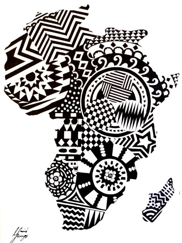 MarieYuki10's tweet photo. Africa, black marker on paper!! Hope you like it** http://t.co/S2uagKiEjQ