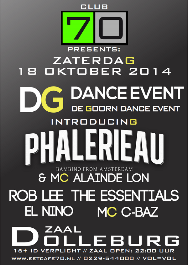 Zet hem in je agenda! Zaterdag 18 Oktober! DE GOORN DANCE EVENT! 
Met o.a. Valerio Zeno! #DGDE #Dolleburg #degoorn
