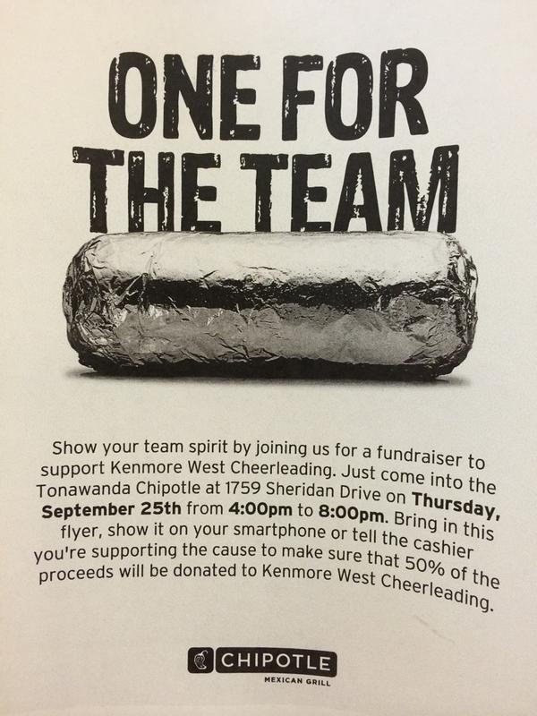 KW_StuCo's tweet photo. ATTENTION: Support KW Cheer by going to chipotle between 4-8 and showing them this picture!! #ScreenshotAndSave http://t.co/8c3rma6WUP