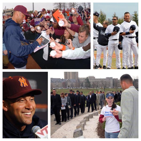 Virginia Tech Baseball (@hokiesbaseball) on Twitter photo A #TBT in honor of Derek Jeter. The <a href="/Yankees/">New York Yankees</a> came to Blacksburg for a game vs. #Hokieball - 3/18/08. #RE2PECT A #TBT in honor of Derek Jeter. The <a href="/Yankees/">New York Yankees</a> came to Blacksburg for a game vs. #Hokieball - 3/18/08. #RE2PECT