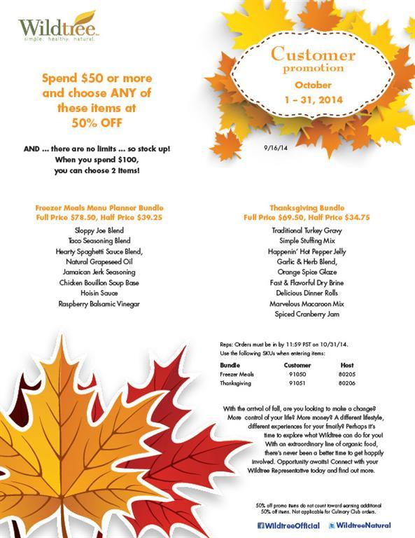 WildtreeInc's tweet photo. October 2014 Customer Promotion! #customerpromotion #october #wildtree #organic http://t.co/na6e2kvgdS http://t.co/4NKhNn6Frk