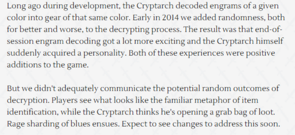 TheCryptarch's tweet image. People read the notes wrong! @Bungie love my personality and want to keep me around, exactly how I am *grin* #destiny