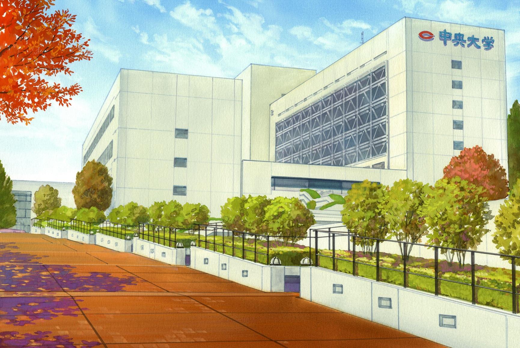 Twitter 上的 Wu G 学園祭 本日は ポスター背景 についてご紹介致します 近岡様に描き下ろして頂いた1枚でして 秋の中央大学です 来校時には是非 これと同じ構図を探してみて下さい イラストと同様に 綺麗な紅葉が見られますよ Wug学園祭 Wug Jp