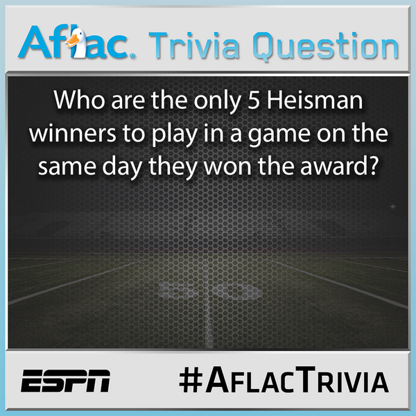Here Is Tonight S Aflac Trivia Question Answer Correctly Using Aflactrivia For Your Chance To Win An Espn T Shirt Espn Collegefootball Scoopnest
