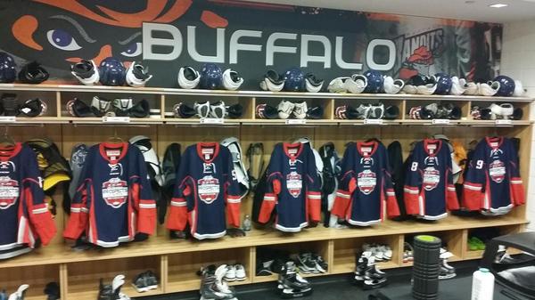 usahockey's tweet photo. Team Grier lockerroom ready for player arrivals for CCM/USA Hockey #AAPG. Game live on @NHLNetwork at 7 ET. http://t.co/9JyTfhiXpA
