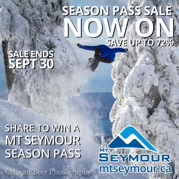 Mt_Seymour's tweet photo. Retweet this photo for your chance to win a Season Pass to Mt Seymour! Contest closes Sept. 30. Bring on winter! http://t.co/M7IJy3yrJQ
