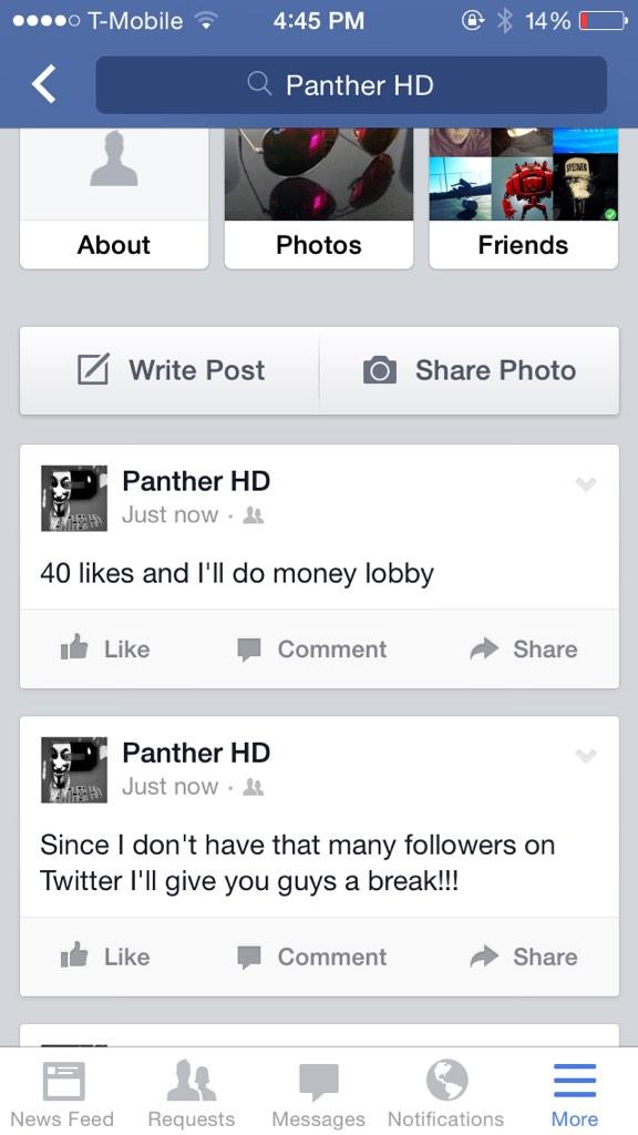 panthermodzz's tweet photo. Like the post on wall !!! (Facebook) http://t.co/LKCO1mS6JP
