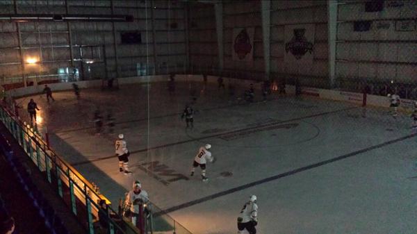 van_galen's tweet photo. Uh, might be hard for the scouts to judge talent. Who shot the lights out in Spruce Grove? @OGhockey #AJHL #Showcase http://t.co/jCeZD9cjO7