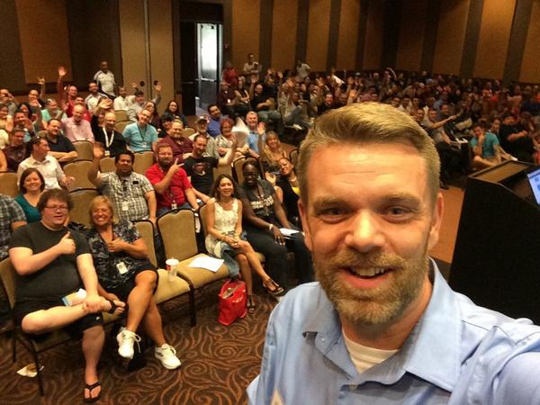LairdJeffrey's tweet image. From the stage at #QBone!