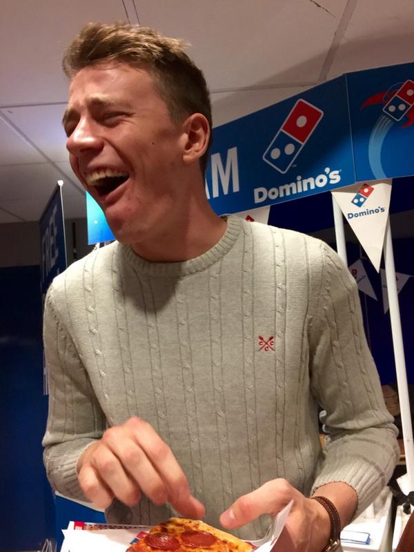 To say <a href="/njbhall/">NBH</a> was pleased with his <a href="/Dominos_UK/">Domino's Pizza UK</a> free slice would be an understatement #saycheese #nodoughrequired